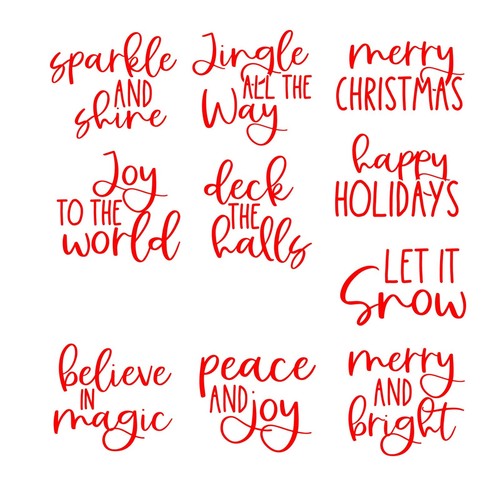 Small red christmas words - small,