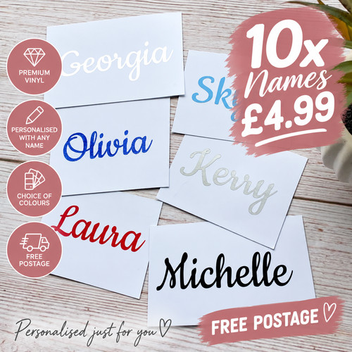 10x personalised vinyl - £4.99,